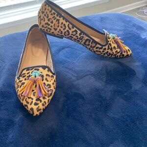 SOLD !! Hush Puppies Women's Sadie Tassel Slip-On Leopard Calf Fur Flats Size